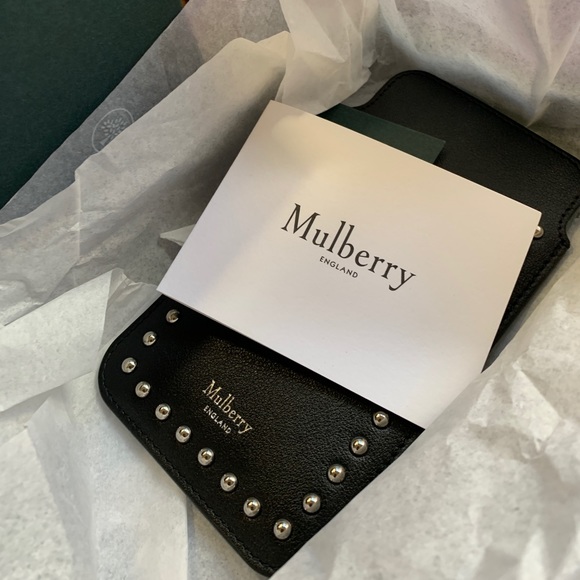 Authentic MULBERRY ENGLAND Calf leather/studs card/phone holder - Picture 9 of 13